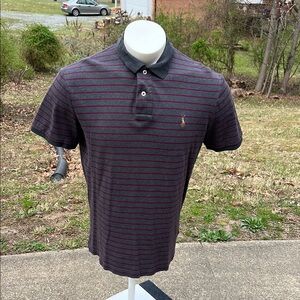 GUC Polo by Ralph Lauren Gray and Red Striped Polo Shirt